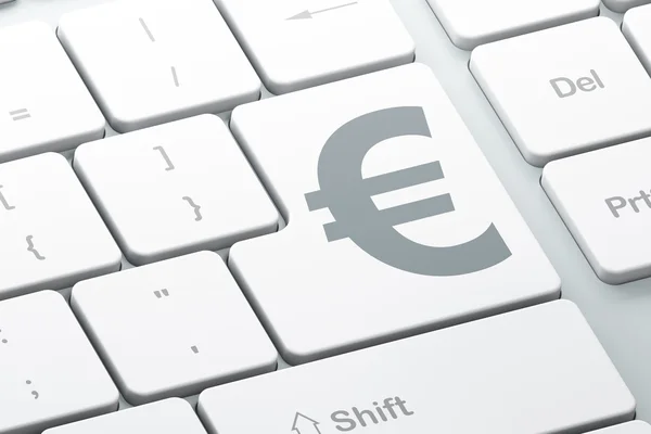 Concepto de moneda: Euro en el fondo del teclado del ordenador — Foto de Stock