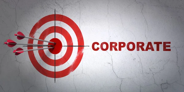 Business concept: target and Corporate on wall background — Stock Photo, Image