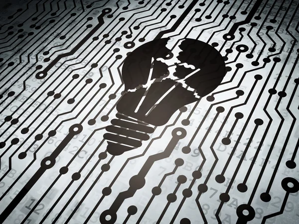 Finance concept: circuit board with Light Bulb — Stock Photo, Image