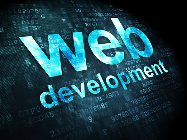 Seo web development concept: Webentwicklung auf digitalem Hintergrund — Stockfoto