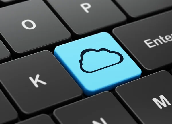 Концепция облачных технологий: Облако на фоне клавиатуры компьютера — стоковое фото