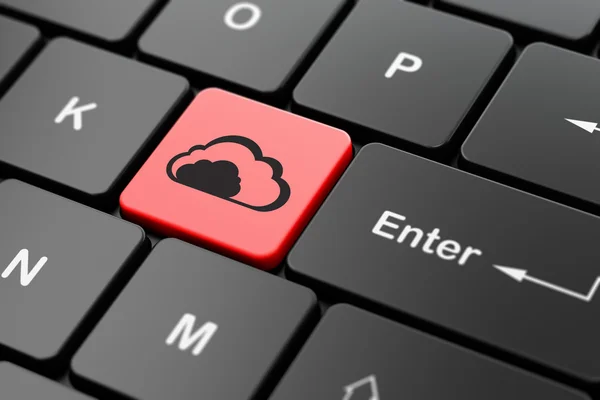 Concept de technologie Cloud : Cloud sur fond de clavier d'ordinateur — Photo