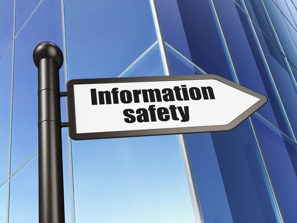 Koncepcja bezpieczeństwa: znak bezpieczeństwa informacji na tle budynku — Zdjęcie stockowe