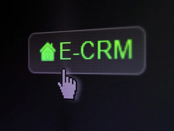 Concetto di finanza: E-CRM e Home su sfondo pulsante digitale — Foto Stock