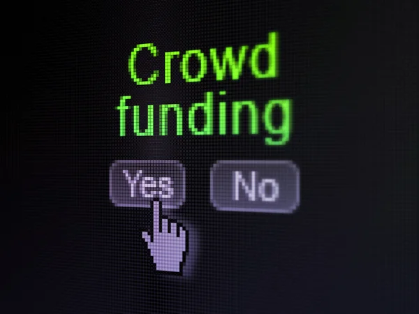 Concepto de negocio: Crowd Financiación en pantalla de computadora digital — Foto de Stock