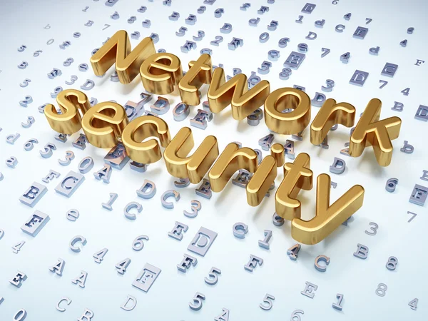 Concepto de privacidad: Golden Network Security sobre fondo digital — Foto de Stock