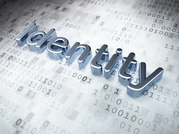 Schutzkonzept: Silberne Identität auf digitalem Hintergrund — Stockfoto