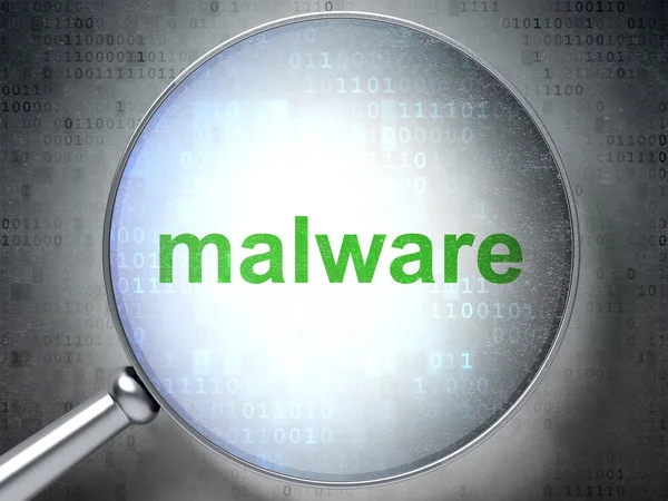Sicherheitskonzept: Malware mit optischem Glas — Stockfoto