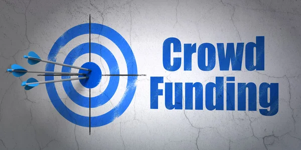 Business concept: target and Crowd Funding on wall background — Stock Photo, Image