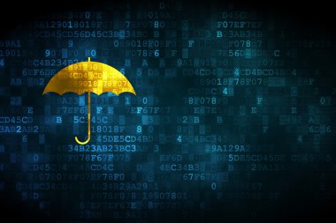 Güvenlik kavramı: dijital arka plan üzerinde şemsiye