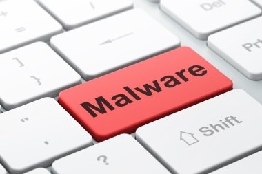 Emniyet konsepti: malware bilgisayar klavye zemin üzerine