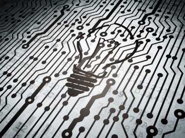 iş kavramı: ampul ile devre kartı