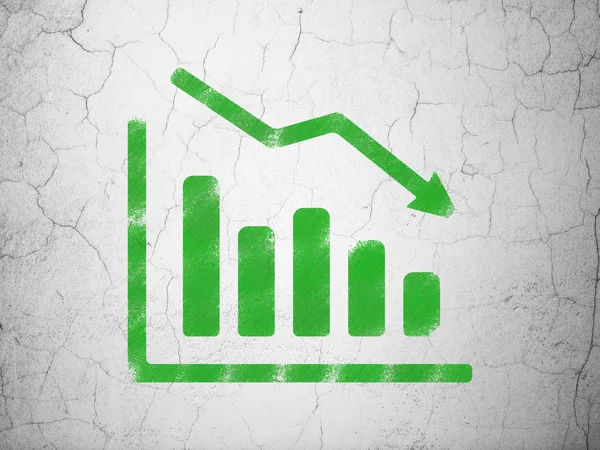 Concetto di finanza: Riduzione Grafico sullo sfondo della parete — Foto Stock