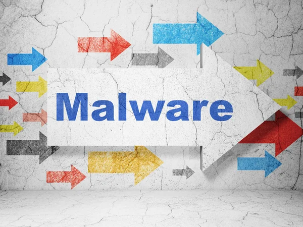 Säkerhetsbegreppet: pil med malware på grunge vägg bakgrund — Stockfoto