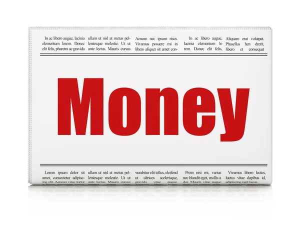 Finans konceptet: tidningen rubriken pengar — Stockfoto