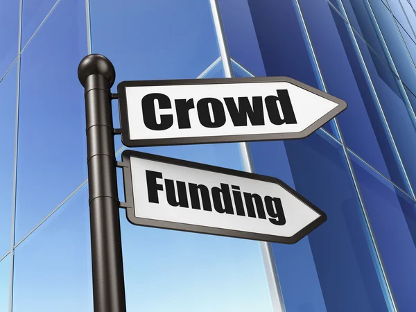 Conceito de financiamento: sinal Crowd Financiamento no fundo do edifício — Fotografia de Stock