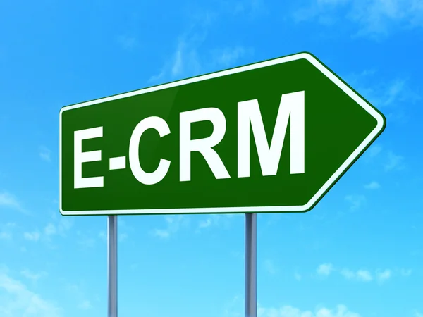 Business concept: E-CRM su sfondo cartello stradale — Foto Stock
