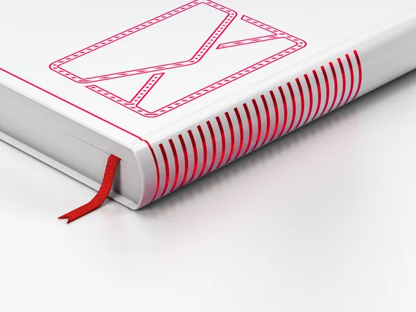 Iş kavramı: kapalı kitap, beyaz arka plan üzerinde e-posta — Stok fotoğraf