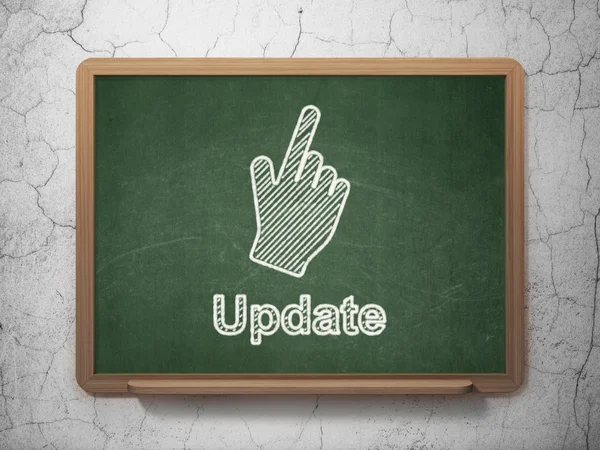 Web development concept: Mouse Cursor and Update on chalkboard background — Stock Photo, Image