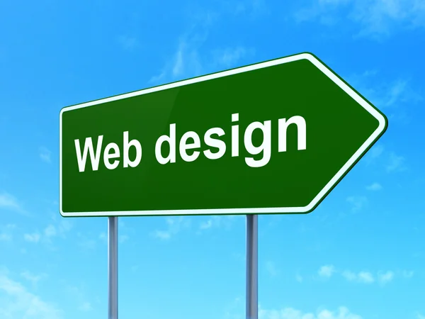 Concepto de diseño web: Diseño web en el fondo de la señal de tráfico — Foto de Stock