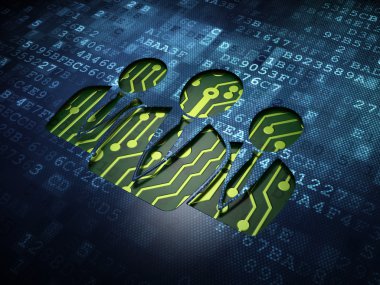 pazarlama kavramı: dijital ekran arka planı üzerinde iş adamları