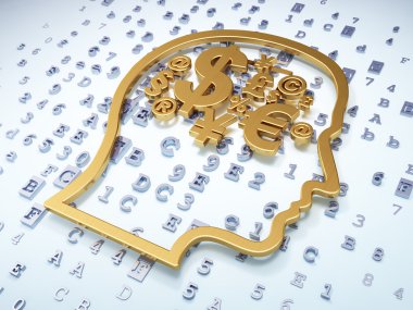 Eğitim kavramı: dijital arka plan Finans sembolü ile golden head