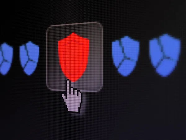 Safety concept: Shield on digital computer screen — Stock Photo, Image