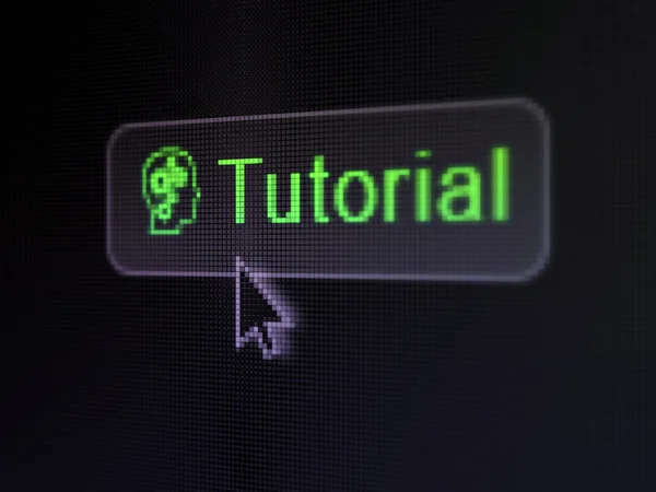 Education concept: Tutorial and Head With Gears on digital button background — Stock Photo, Image