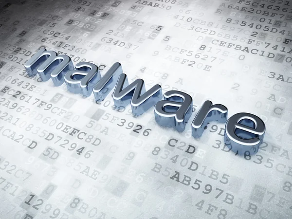 Konsep keamanan: Perak Malware pada latar belakang digital — Stok Foto