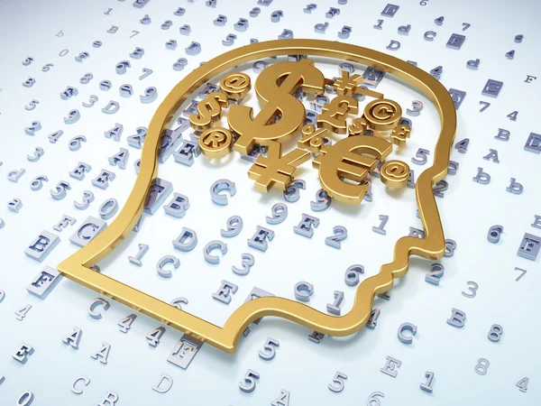 Education concept: Golden Head With Finance Symbol on digital background — Stock Photo, Image