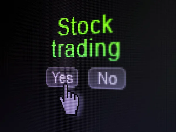 Concepto financiero: Comercio de acciones en la pantalla del ordenador digital — Foto de Stock