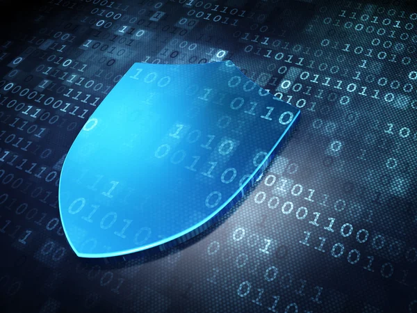 Datenschutzkonzept: blauer Schild auf digitalem Hintergrund — Stockfoto