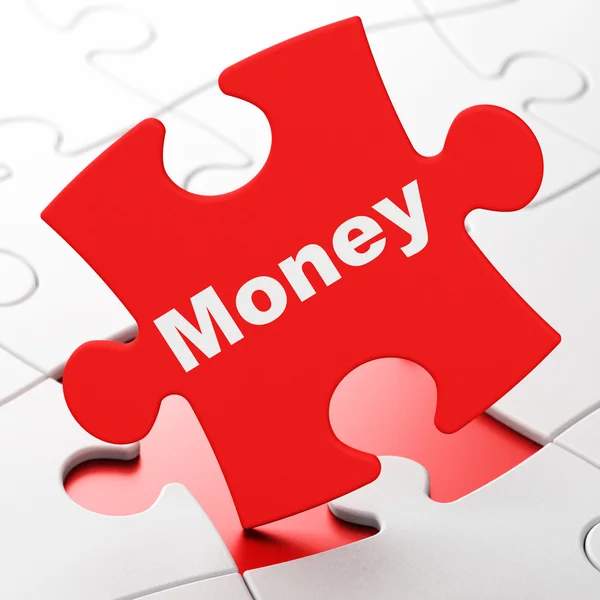 Business concept: Money on puzzle background — Stock Photo, Image