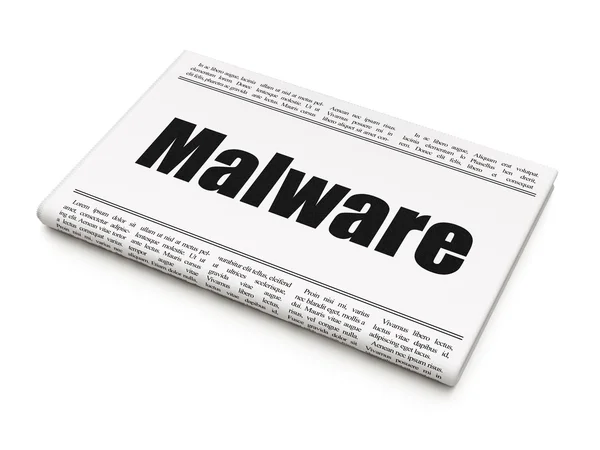 Concepto de protección: titular del periódico Malware —  Fotos de Stock