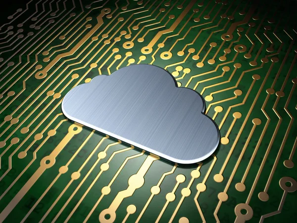 Concetto di rete cloud: Cloud on circuit board background — Foto Stock