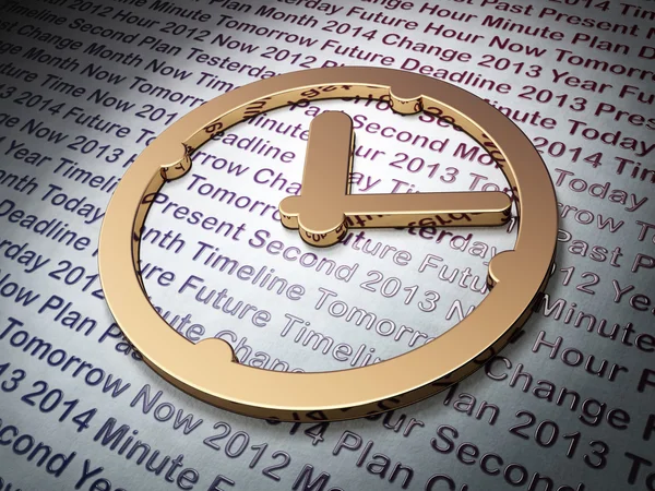 Concepto de línea de tiempo: Reloj de oro en el fondo del tiempo — Foto de Stock