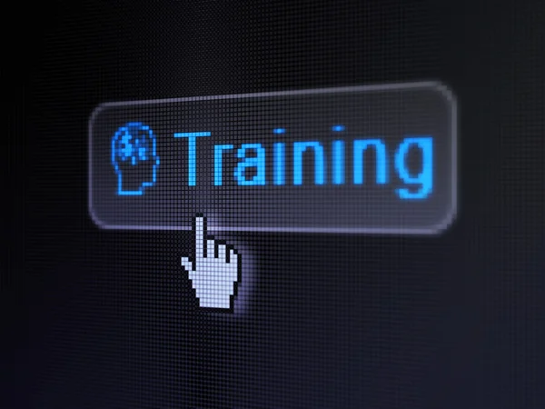 Education concept: Training and Head With Finance Symbol on digital button background — Stock Photo, Image
