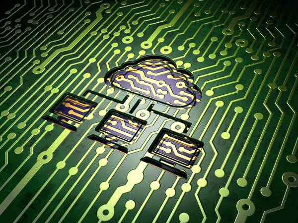 Cloud networking concept: Cloud Network on circuit board background — Stock Photo, Image