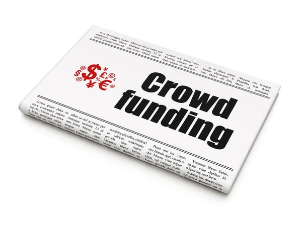 Finance concept: newspaper with Crowd Funding and Finance Symbol — Stock Photo, Image