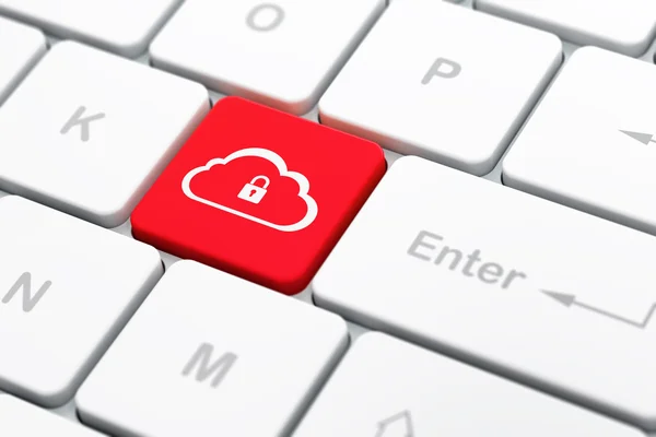 Cloud technology concept: Cloud With Padlock on computer keyboard background — Stock Photo, Image