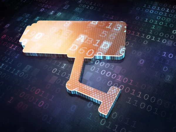 güvenlik kavramı: altın cctv kamera dijital arka plan üzerinde