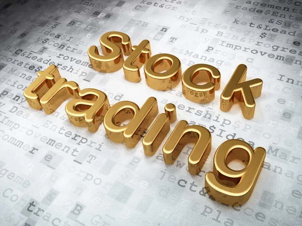 Concepto de negocio: Golden Stock Trading sobre fondo digital — Foto de Stock