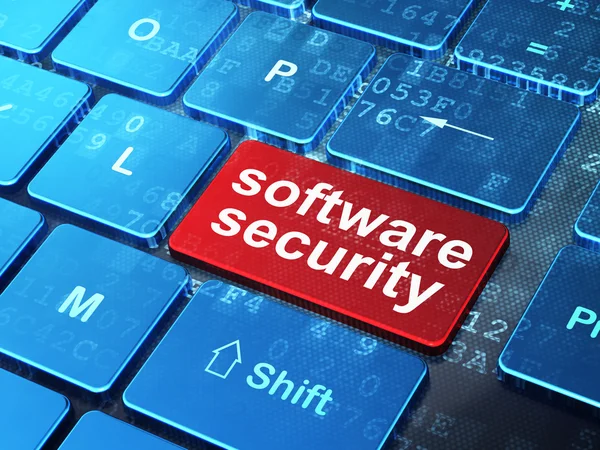 Conceito de segurança: Segurança de software no fundo do teclado do computador — Fotografia de Stock