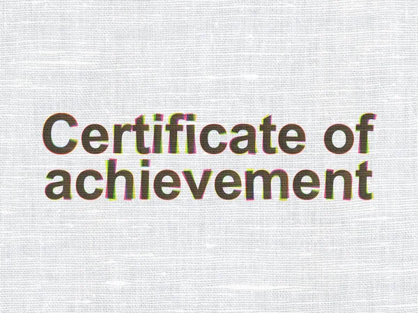 Concepto educativo: Certificado de logro en el fondo de textura de la tela — Foto de Stock
