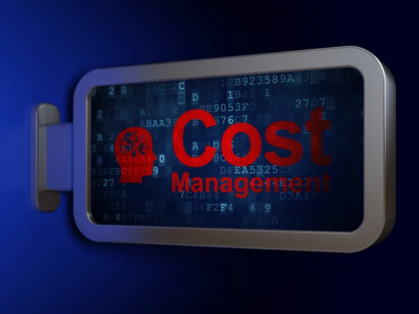 Finance concept: Cost Management and Head With Finance Symbol on billboard background — Stock Photo, Image