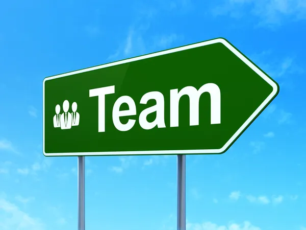 Finance concept: Team and Business People on road sign background — Stock Photo, Image