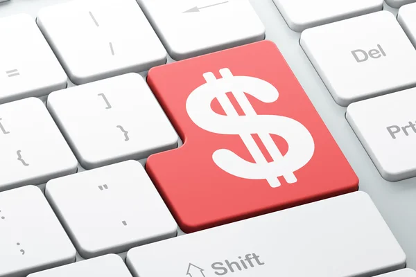 Concepto de moneda: Dólar en el fondo del teclado del ordenador — Foto de Stock