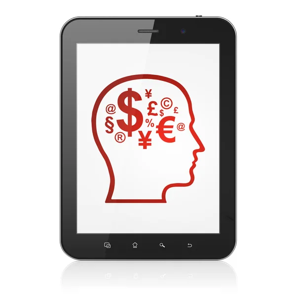 Concetto di istruzione: Head With Finance Symbol sul computer tablet PC — Foto Stock