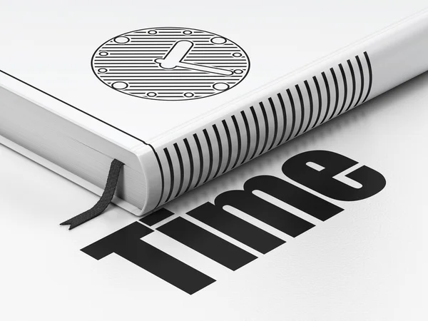 Koncepcja czasu: książki zegar, czas na białym tle — Zdjęcie stockowe