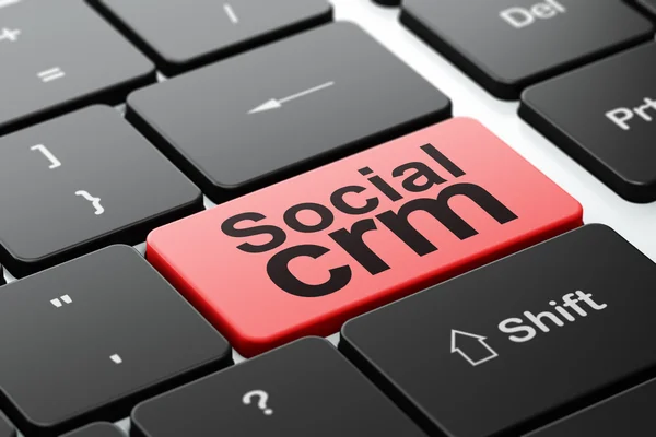 Concept d'entreprise : CRM SOCIAL sur fond de clavier d'ordinateur — Photo